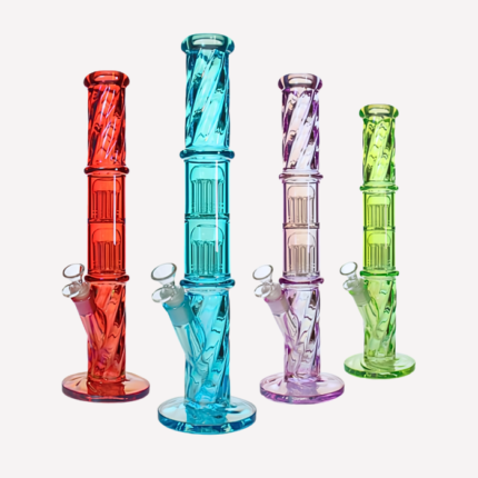 Colourful Swirl Double Showerhead Perc Glass Bong 16"